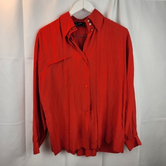 Claude Montana red vintage 80s shirt size M/L (estimated) in EUC - Picture 1 of 11